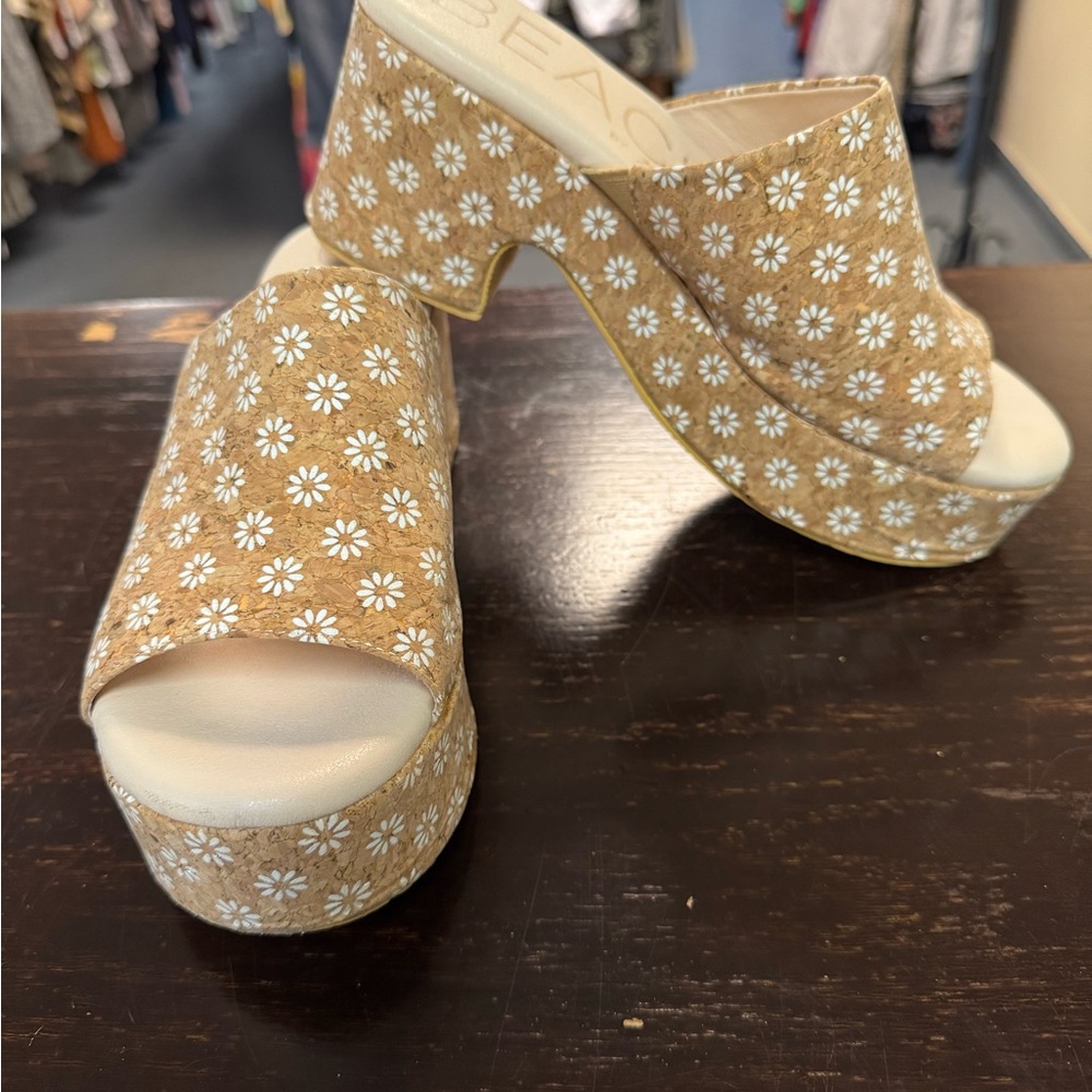 Floral Patterned Women's Platform Mules